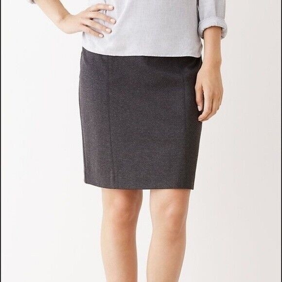 NWT J. JILL Ponte Pencil Skirt Pull On in Dark Charcoal - Picture 2 of 10